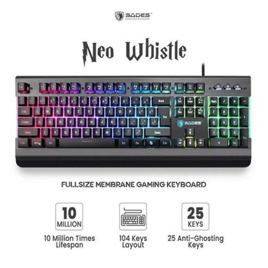 Sades Neo Whistle Gaming Keyboard - Black